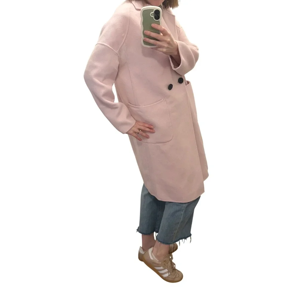 Blush Pink Wool Coat Oversized Minimalist Quiet Luxury‎ Minimalist Spring Medium